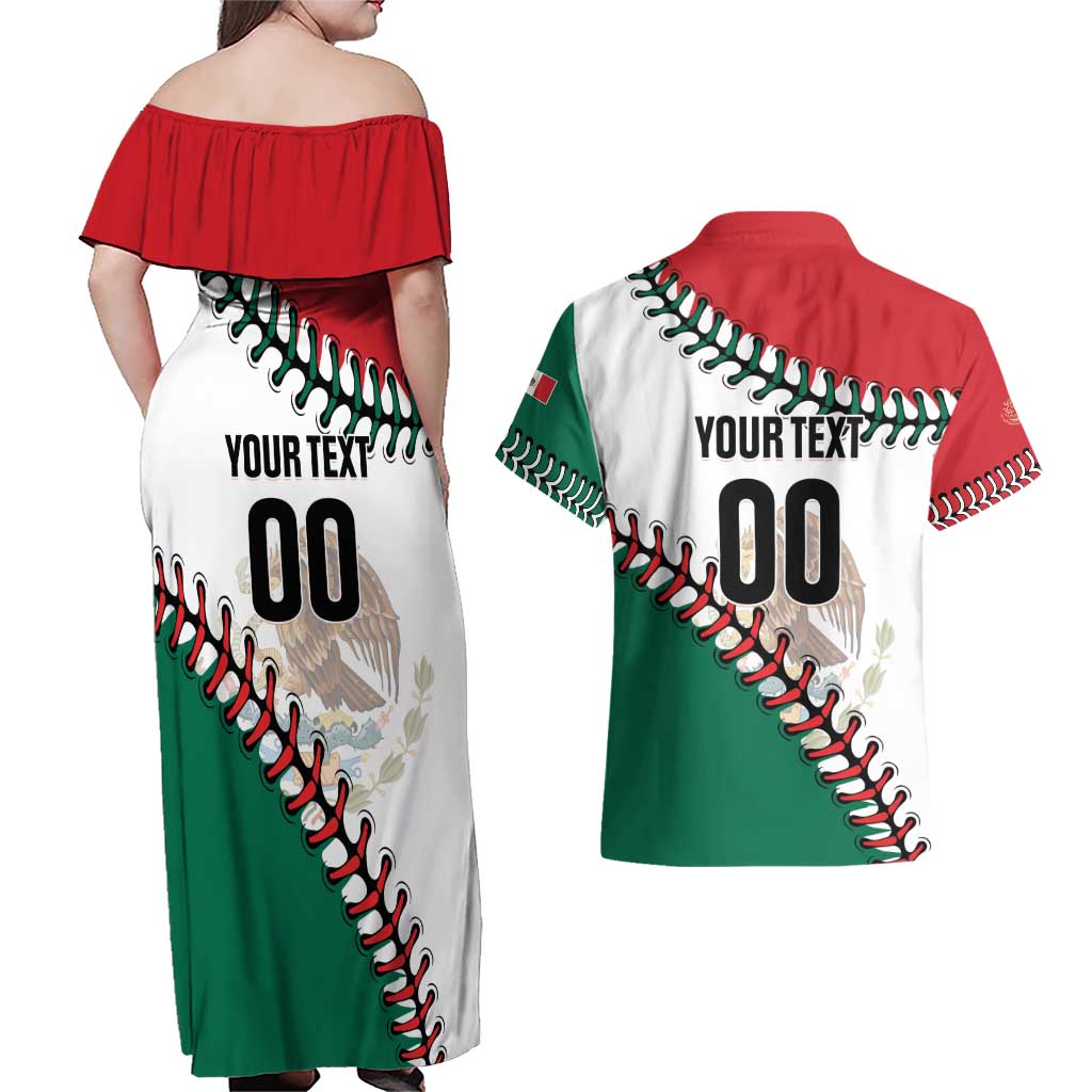 Custom Baseball Mexico Couples Matching Off Shoulder Maxi Dress and Hawaiian Shirt Come On Mexican Team