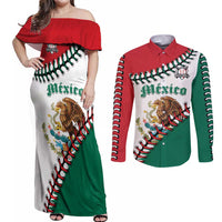 Custom Baseball Mexico Couples Matching Off Shoulder Maxi Dress and Long Sleeve Button Shirt Come On Mexican Team
