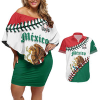 Custom Baseball Mexico Couples Matching Off Shoulder Short Dress and Hawaiian Shirt Come On Mexican Team