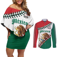 Custom Baseball Mexico Couples Matching Off Shoulder Short Dress and Long Sleeve Button Shirt Come On Mexican Team