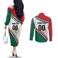 Custom Baseball Mexico Couples Matching Off The Shoulder Long Sleeve Dress and Long Sleeve Button Shirt Come On Mexican Team