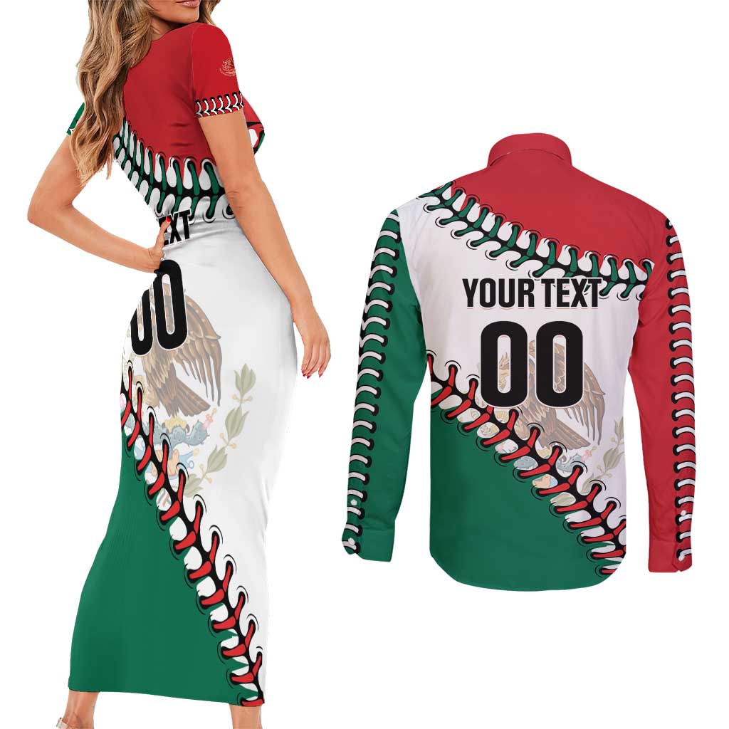 Custom Baseball Mexico Couples Matching Short Sleeve Bodycon Dress and Long Sleeve Button Shirt Come On Mexican Team