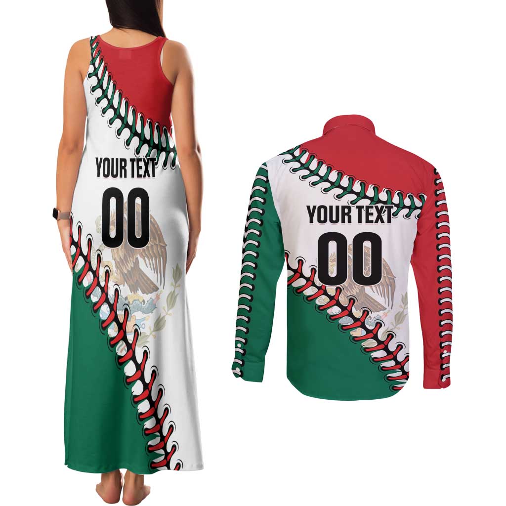 Custom Baseball Mexico Couples Matching Tank Maxi Dress and Long Sleeve Button Shirt Come On Mexican Team
