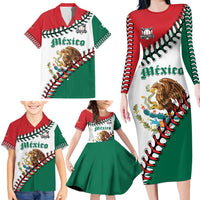 Custom Baseball Mexico Family Matching Long Sleeve Bodycon Dress and Hawaiian Shirt Come On Mexican Team