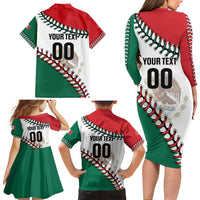 Custom Baseball Mexico Family Matching Long Sleeve Bodycon Dress and Hawaiian Shirt Come On Mexican Team