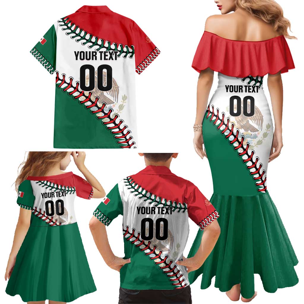 Custom Baseball Mexico Family Matching Mermaid Dress and Hawaiian Shirt Come On Mexican Team