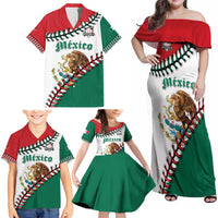 Custom Baseball Mexico Family Matching Off Shoulder Maxi Dress and Hawaiian Shirt Come On Mexican Team