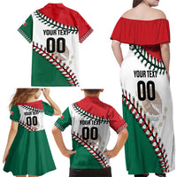 Custom Baseball Mexico Family Matching Off Shoulder Maxi Dress and Hawaiian Shirt Come On Mexican Team