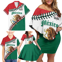 Custom Baseball Mexico Family Matching Off Shoulder Short Dress and Hawaiian Shirt Come On Mexican Team