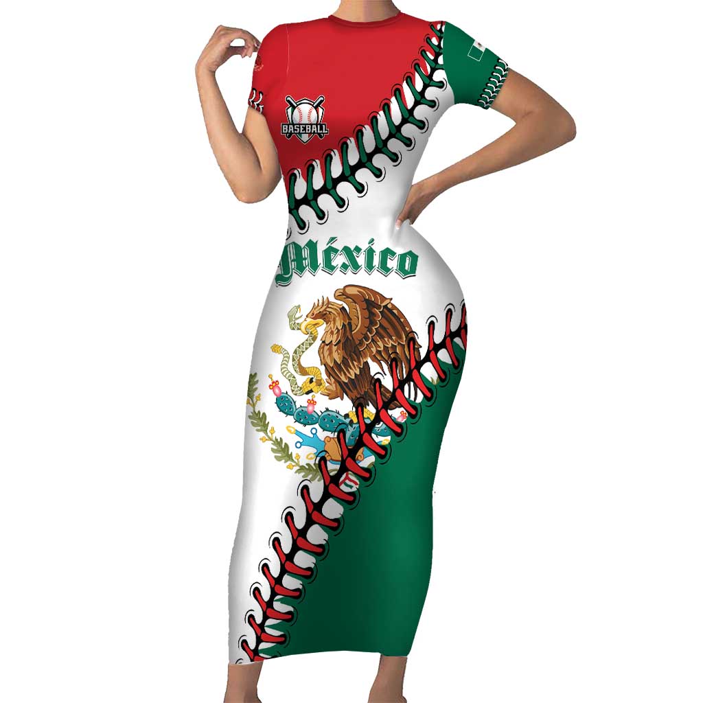 Custom Baseball Mexico Family Matching Short Sleeve Bodycon Dress and Hawaiian Shirt Come On Mexican Team
