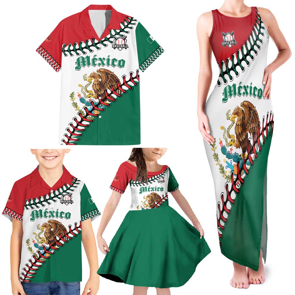 Custom Baseball Mexico Family Matching Tank Maxi Dress and Hawaiian Shirt Come On Mexican Team
