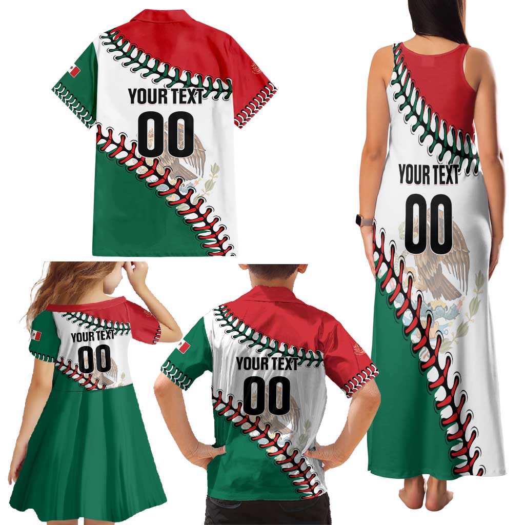 Custom Baseball Mexico Family Matching Tank Maxi Dress and Hawaiian Shirt Come On Mexican Team