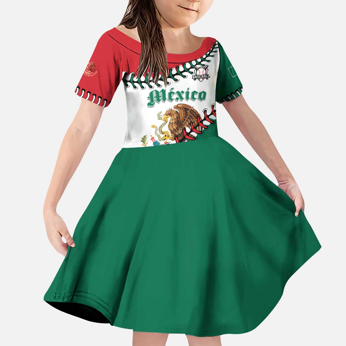 Custom Baseball Mexico Kid Short Sleeve Dress Come On Mexican Team
