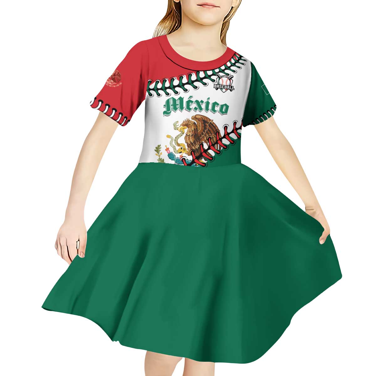Custom Baseball Mexico Kid Short Sleeve Dress Come On Mexican Team