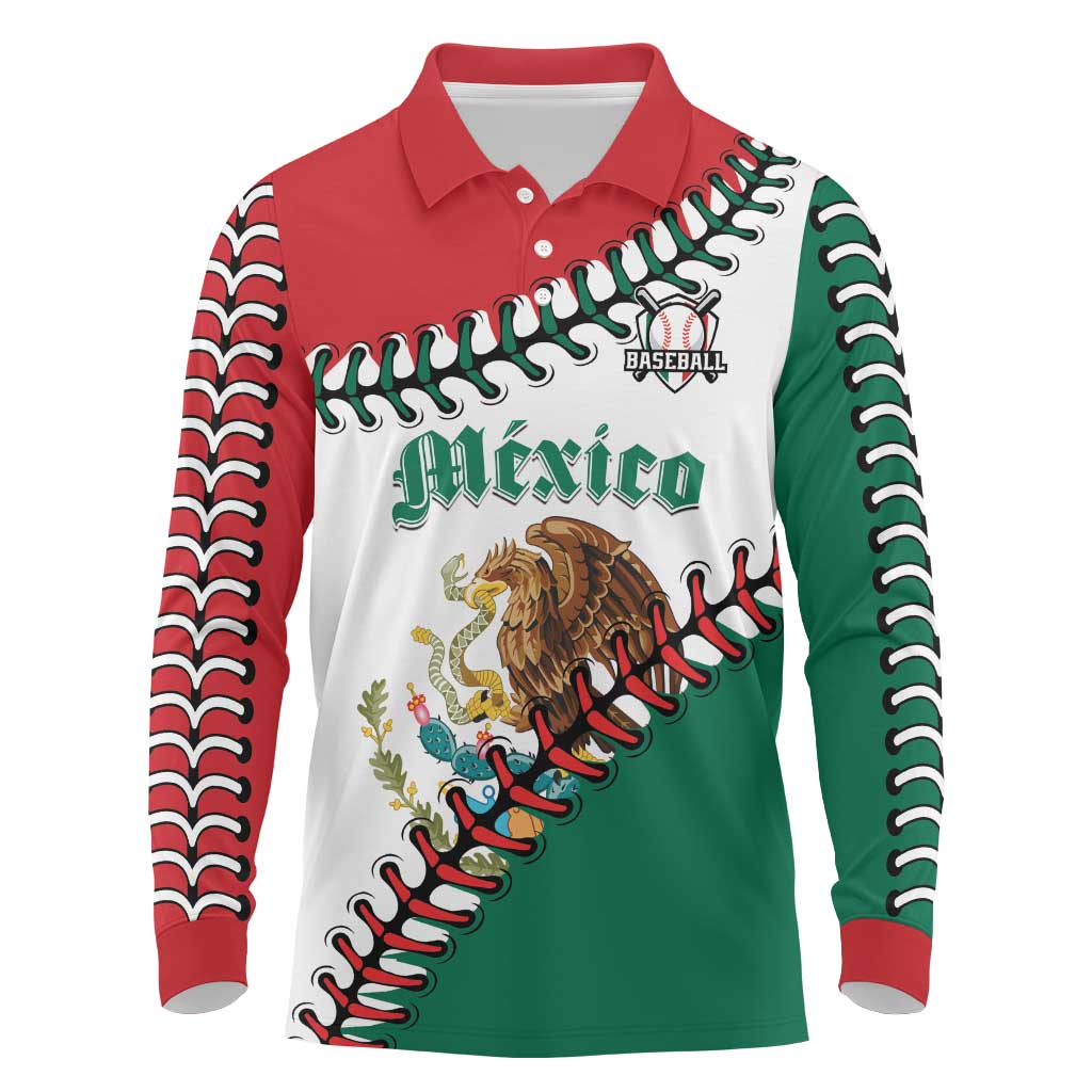 Custom Baseball Mexico Long Sleeve Polo Shirt Come On Mexican Team