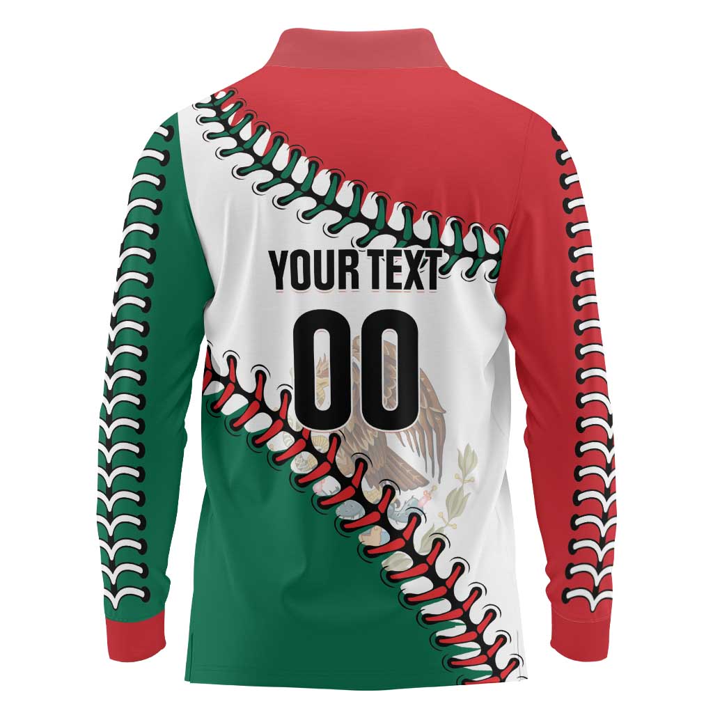 Custom Baseball Mexico Long Sleeve Polo Shirt Come On Mexican Team