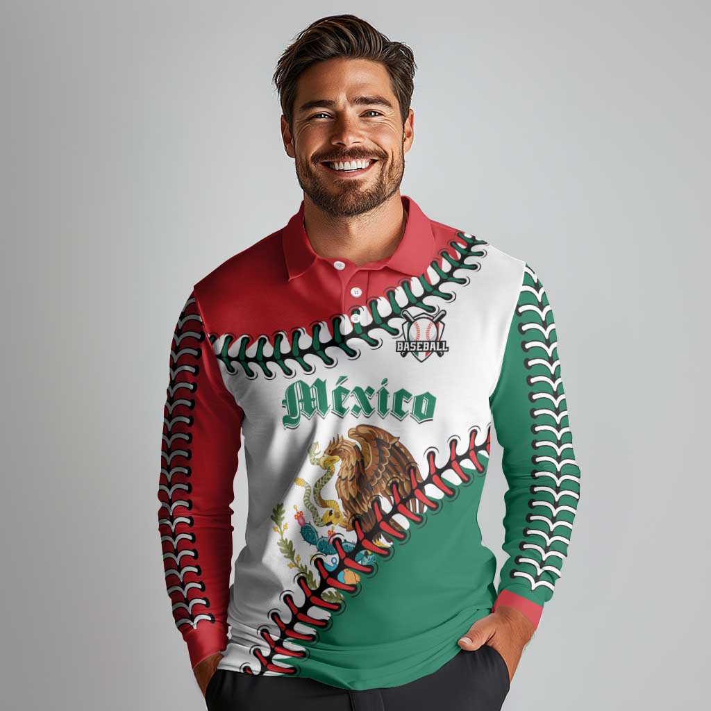 Custom Baseball Mexico Long Sleeve Polo Shirt Come On Mexican Team