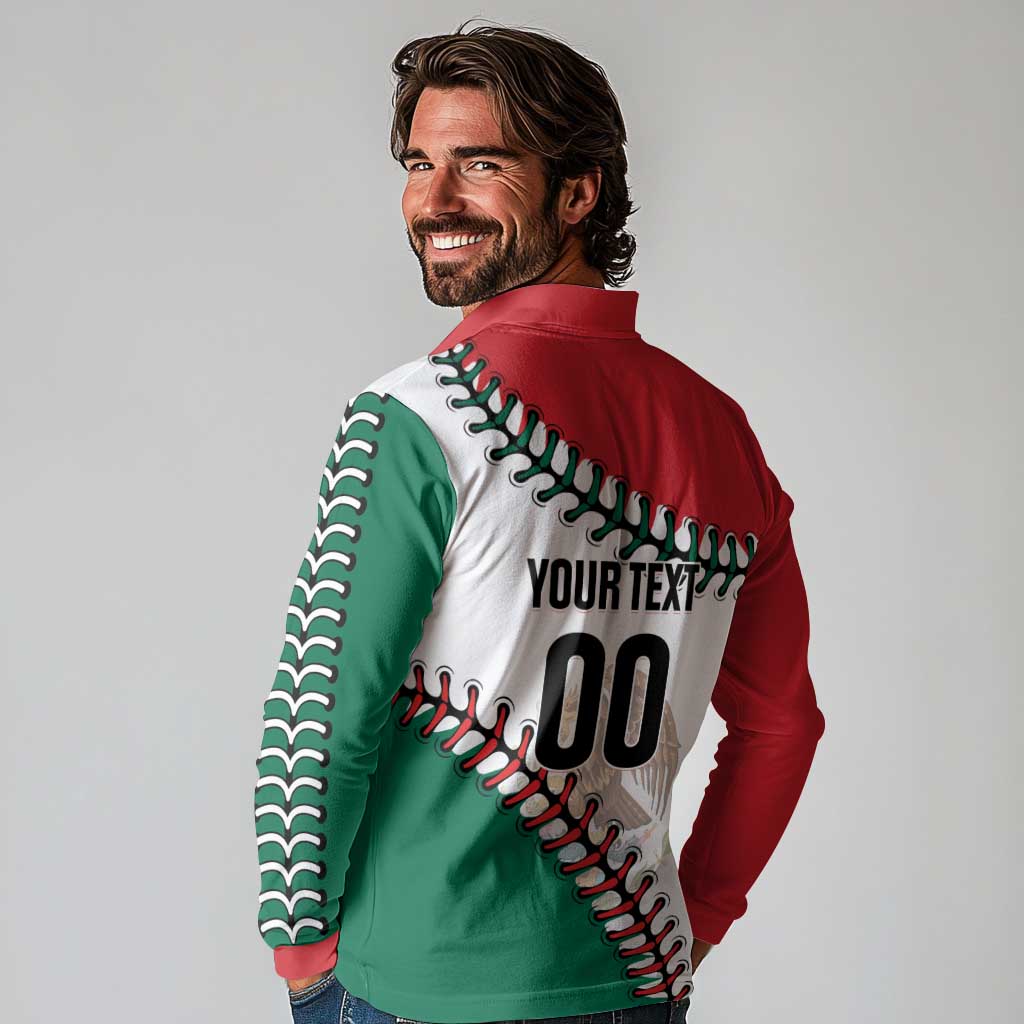 Custom Baseball Mexico Long Sleeve Polo Shirt Come On Mexican Team