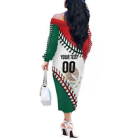 Custom Baseball Mexico Off The Shoulder Long Sleeve Dress Come On Mexican Team