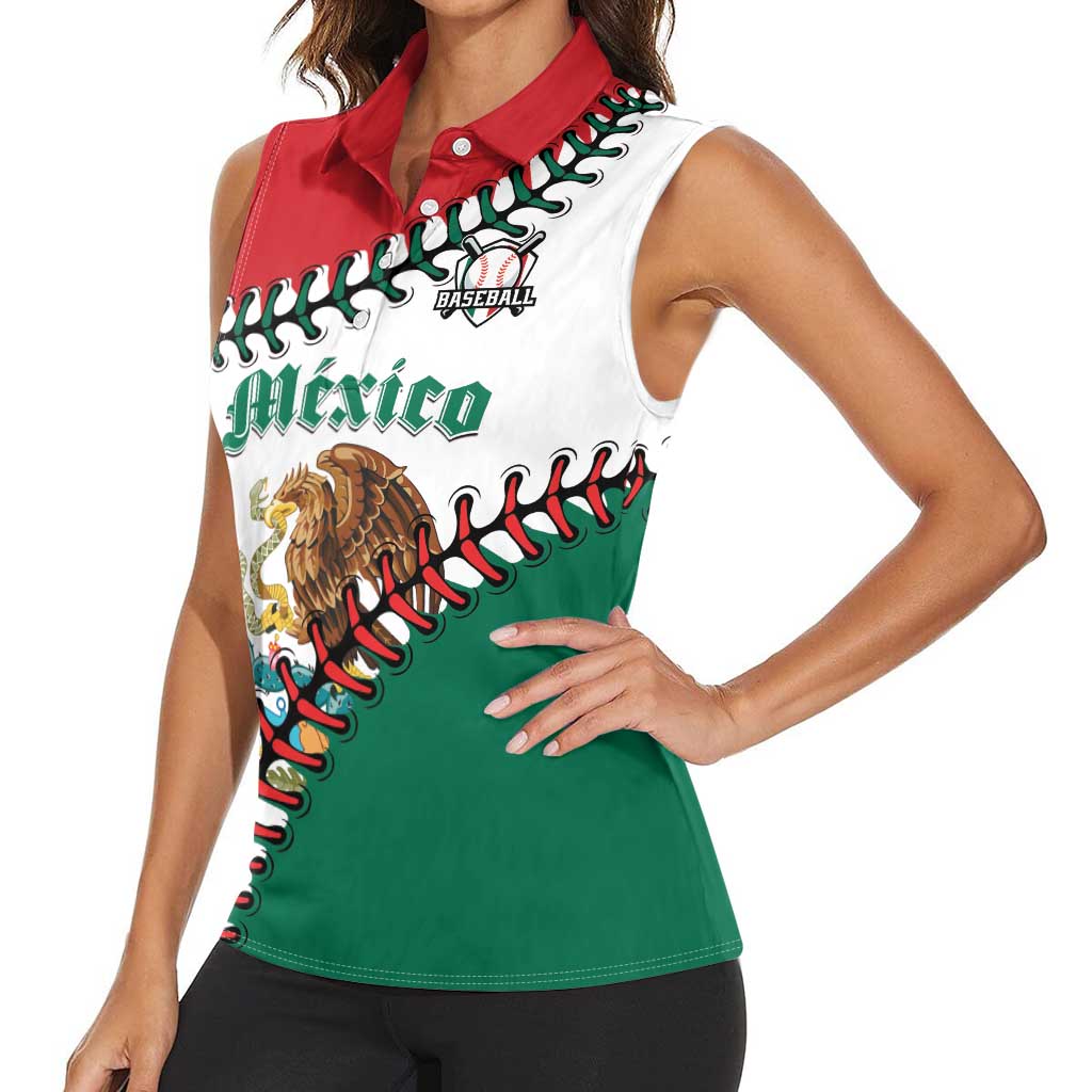 Custom Baseball Mexico Women Sleeveless Polo Shirt Come On Mexican Team