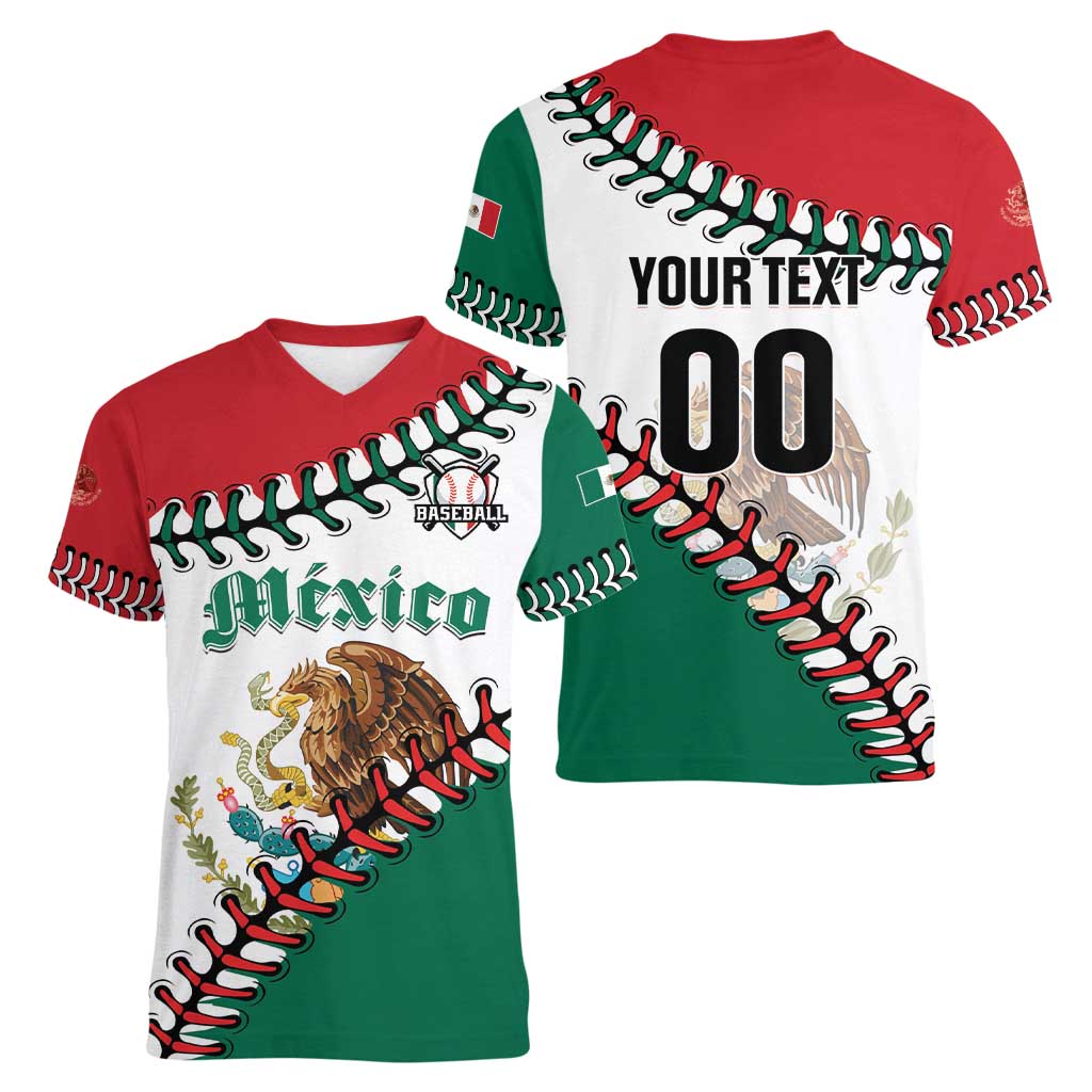 Custom Baseball Mexico Women V-Neck T-Shirt Come On Mexican Team
