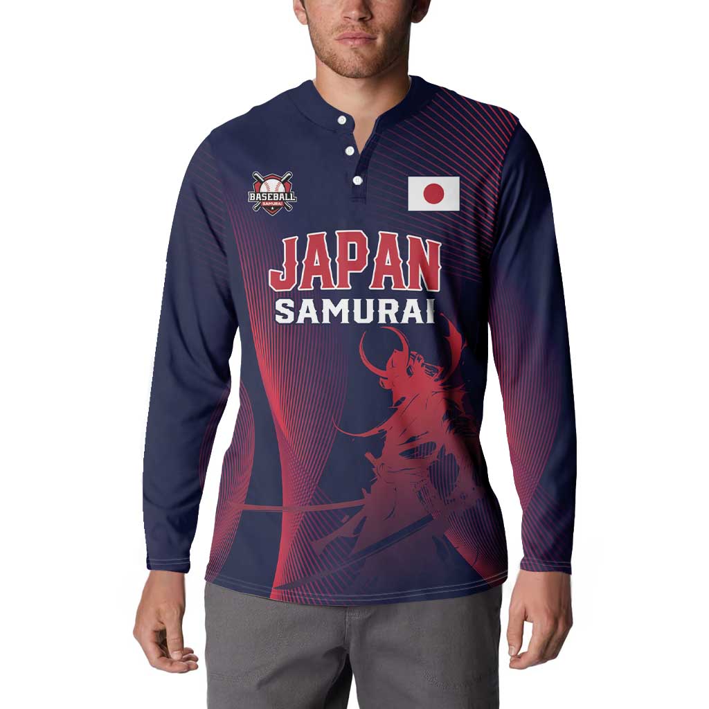 Custom Baseball Japan Button Sweatshirt Japan Samurai Go Champions