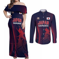 Custom Baseball Japan Couples Matching Off Shoulder Maxi Dress and Long Sleeve Button Shirt Japan Samurai Go Champions