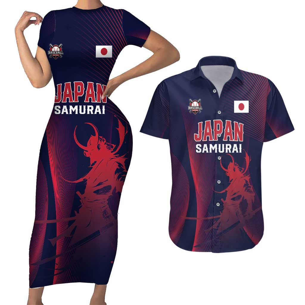 Custom Baseball Japan Couples Matching Short Sleeve Bodycon Dress and Hawaiian Shirt Japan Samurai Go Champions