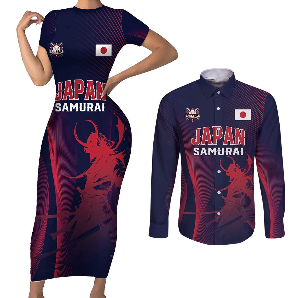 Custom Baseball Japan Couples Matching Short Sleeve Bodycon Dress and Long Sleeve Button Shirt Japan Samurai Go Champions
