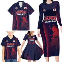 Custom Baseball Japan Family Matching Long Sleeve Bodycon Dress and Hawaiian Shirt Japan Samurai Go Champions