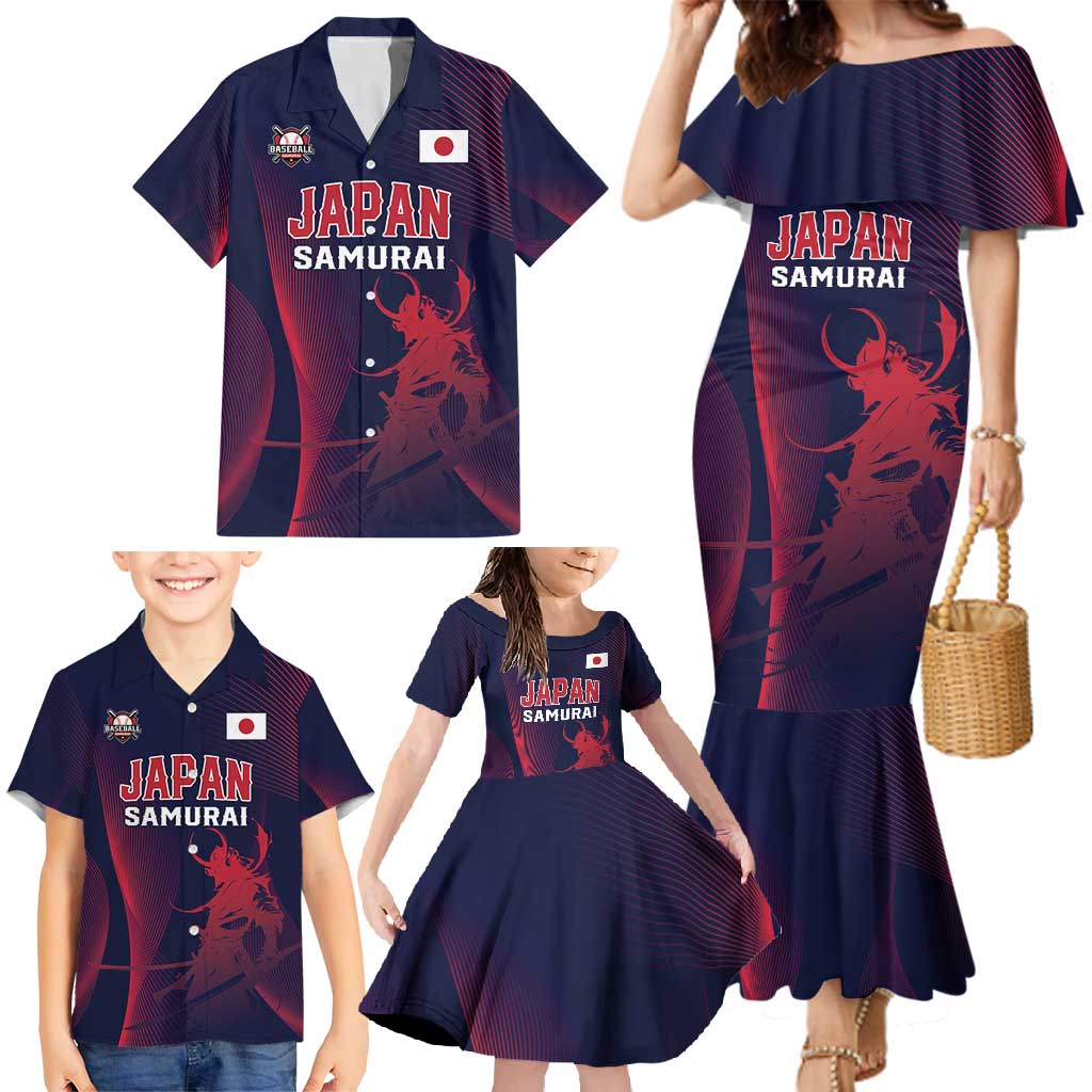 Custom Baseball Japan Family Matching Mermaid Dress and Hawaiian Shirt Japan Samurai Go Champions