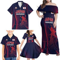 Custom Baseball Japan Family Matching Off Shoulder Maxi Dress and Hawaiian Shirt Japan Samurai Go Champions