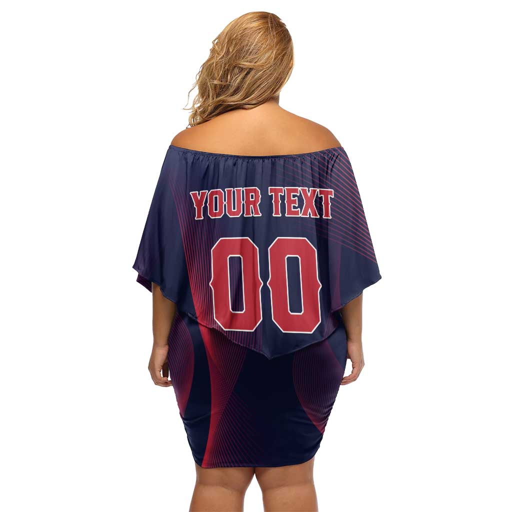 Custom Baseball Japan Family Matching Off Shoulder Short Dress and Hawaiian Shirt Japan Samurai Go Champions