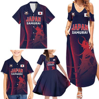 Custom Baseball Japan Family Matching Summer Maxi Dress and Hawaiian Shirt Japan Samurai Go Champions