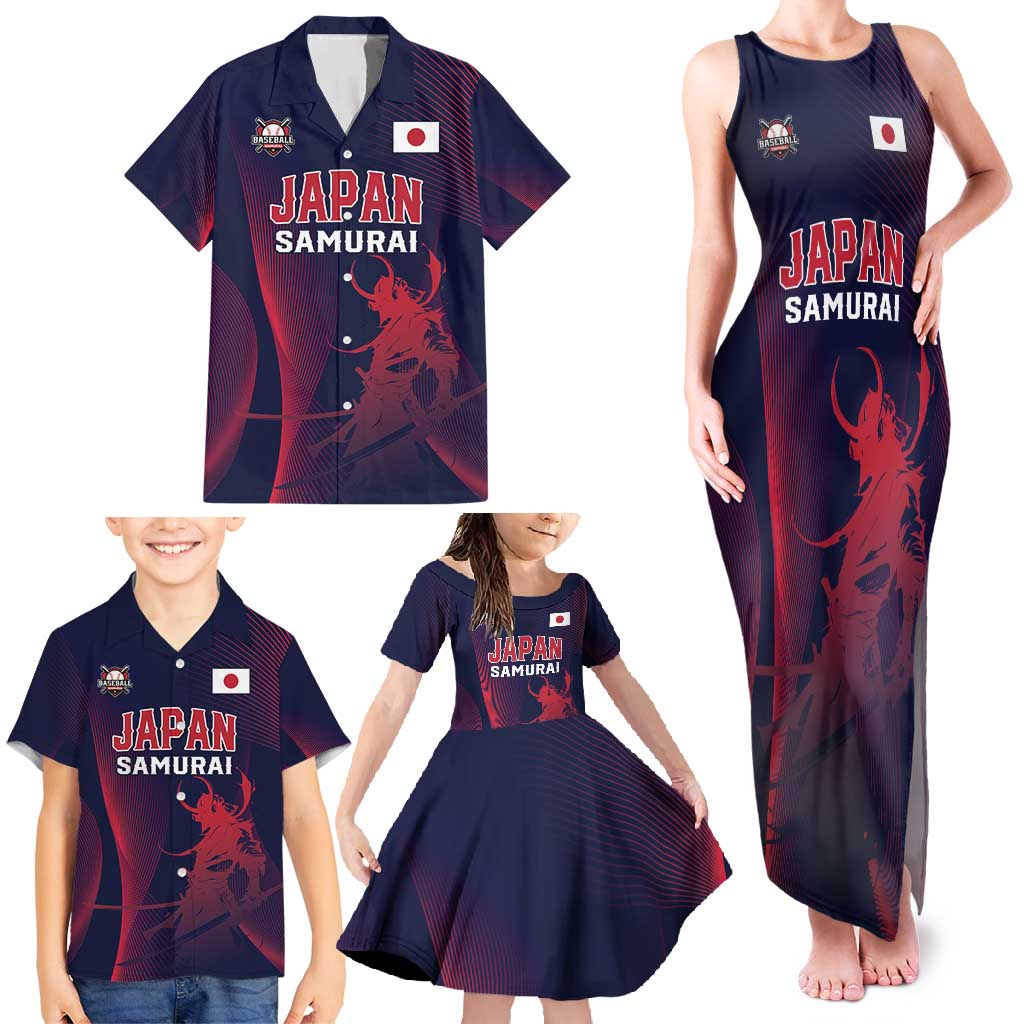 Custom Baseball Japan Family Matching Tank Maxi Dress and Hawaiian Shirt Japan Samurai Go Champions