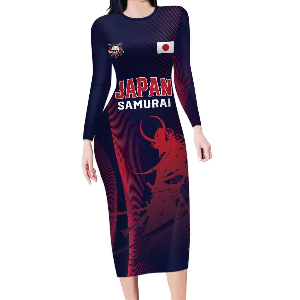 Custom Baseball Japan Long Sleeve Bodycon Dress Japan Samurai Go Champions