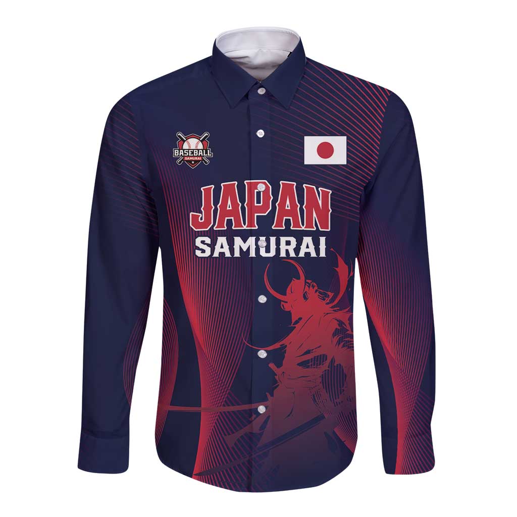 Custom Baseball Japan Long Sleeve Button Shirt Japan Samurai Go Champions