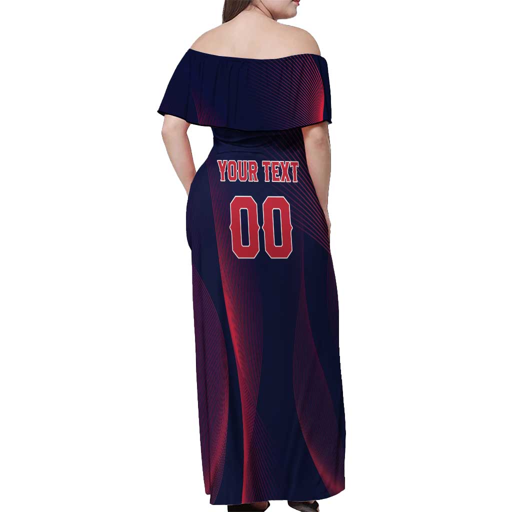 Custom Baseball Japan Off Shoulder Maxi Dress Japan Samurai Go Champions