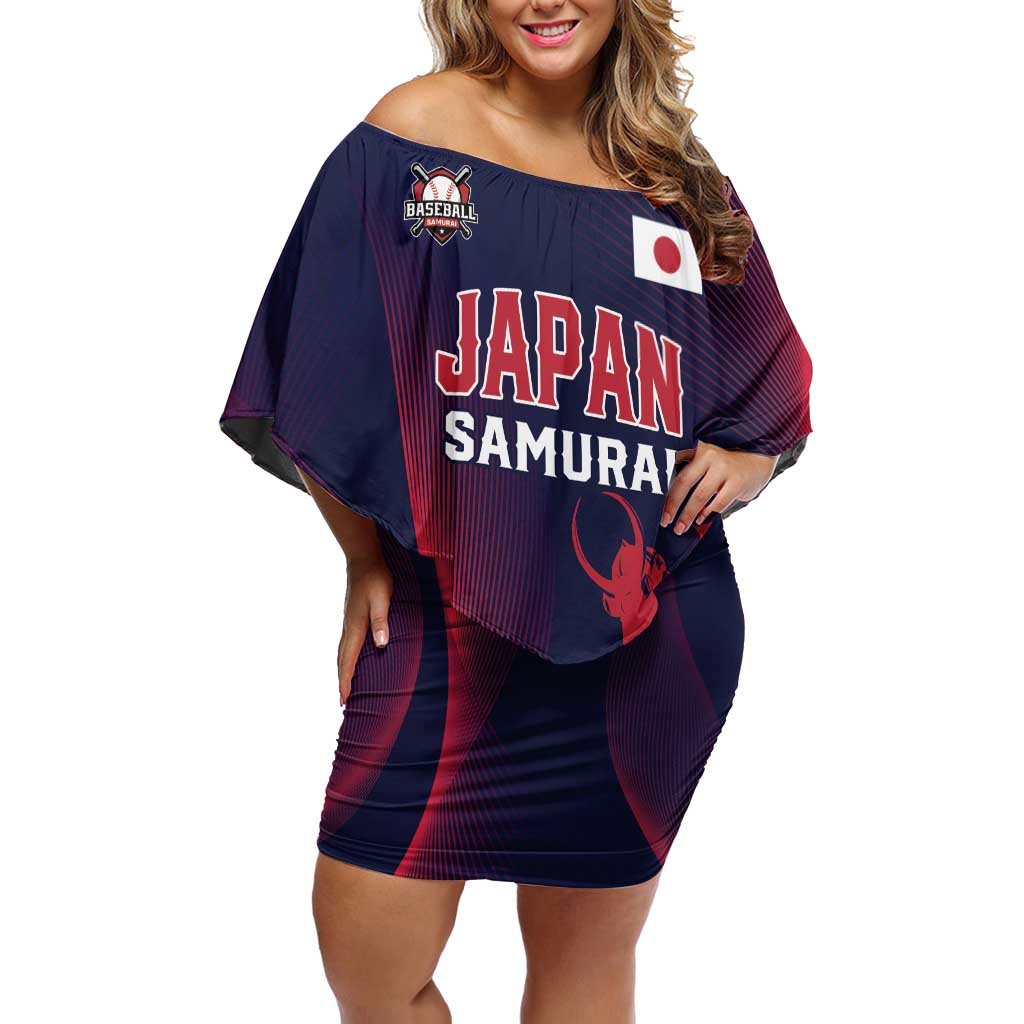 Custom Baseball Japan Off Shoulder Short Dress Japan Samurai Go Champions