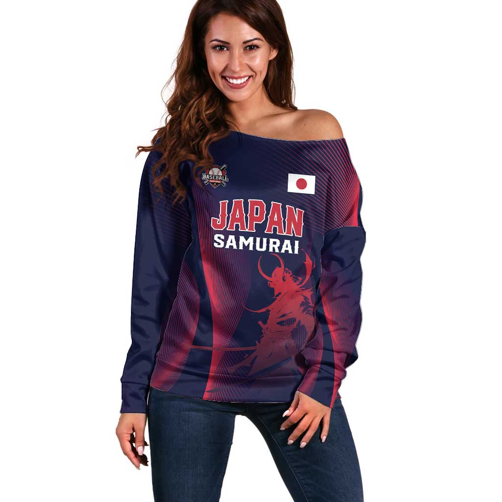 Custom Baseball Japan Off Shoulder Sweater Japan Samurai Go Champions