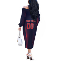 Custom Baseball Japan Off The Shoulder Long Sleeve Dress Japan Samurai Go Champions