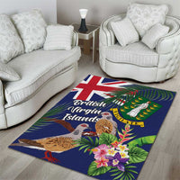 British Virgin Islands Area Rug Two Turtle Doves Tropical Flowers