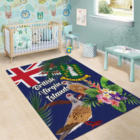 British Virgin Islands Area Rug Two Turtle Doves Tropical Flowers