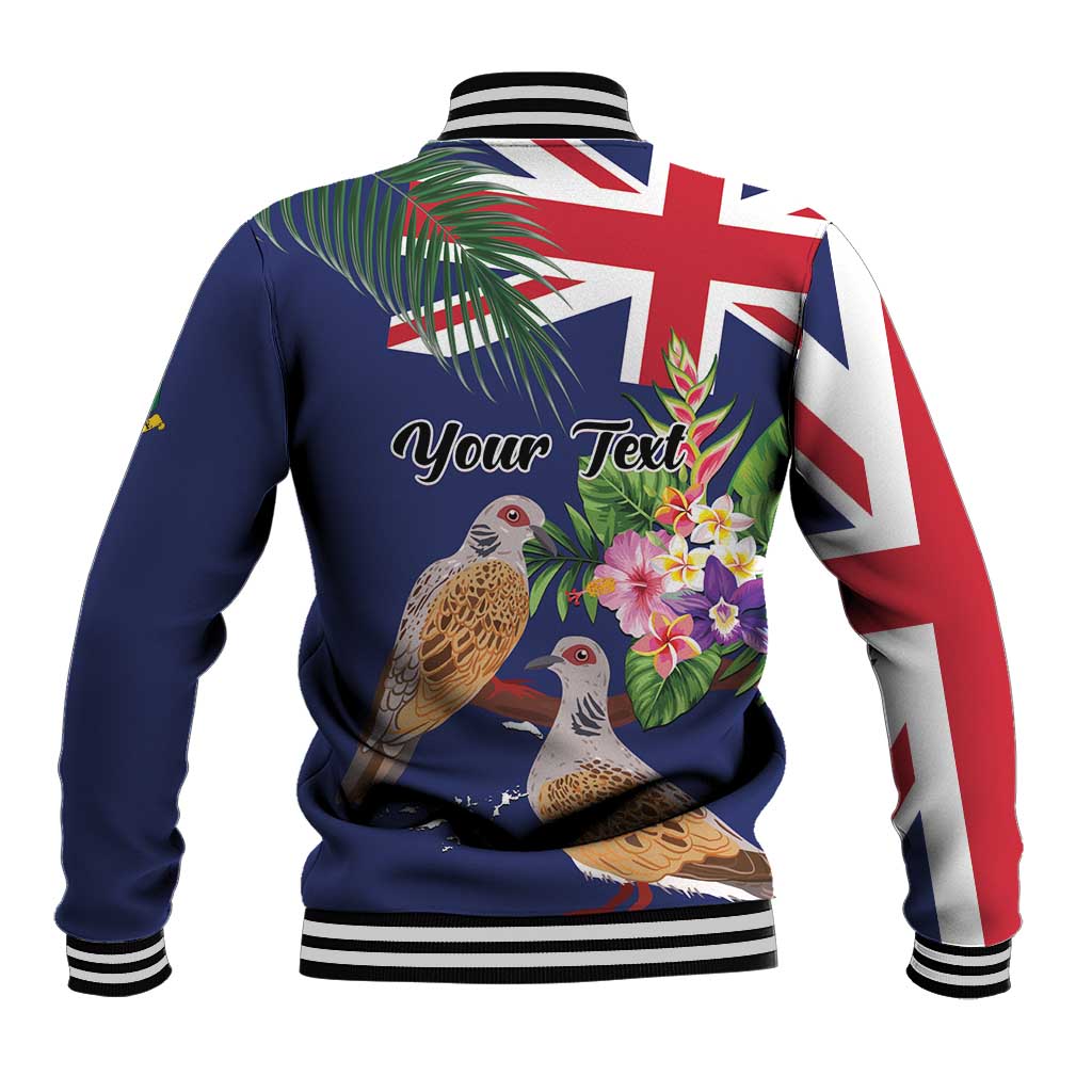 Personalised British Virgin Islands Baseball Jacket Two Turtle Doves Tropical Flowers