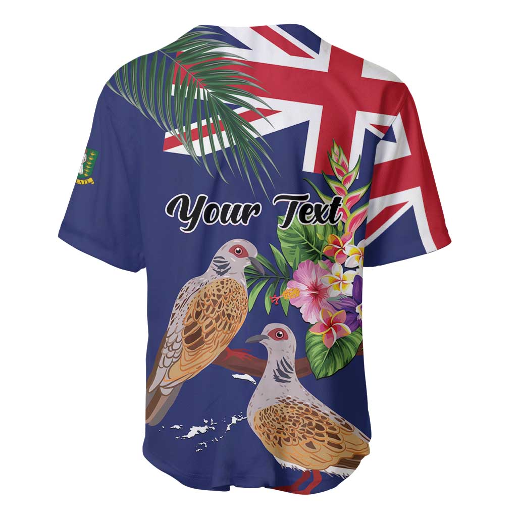 Personalised British Virgin Islands Baseball Jersey Two Turtle Doves Tropical Flowers