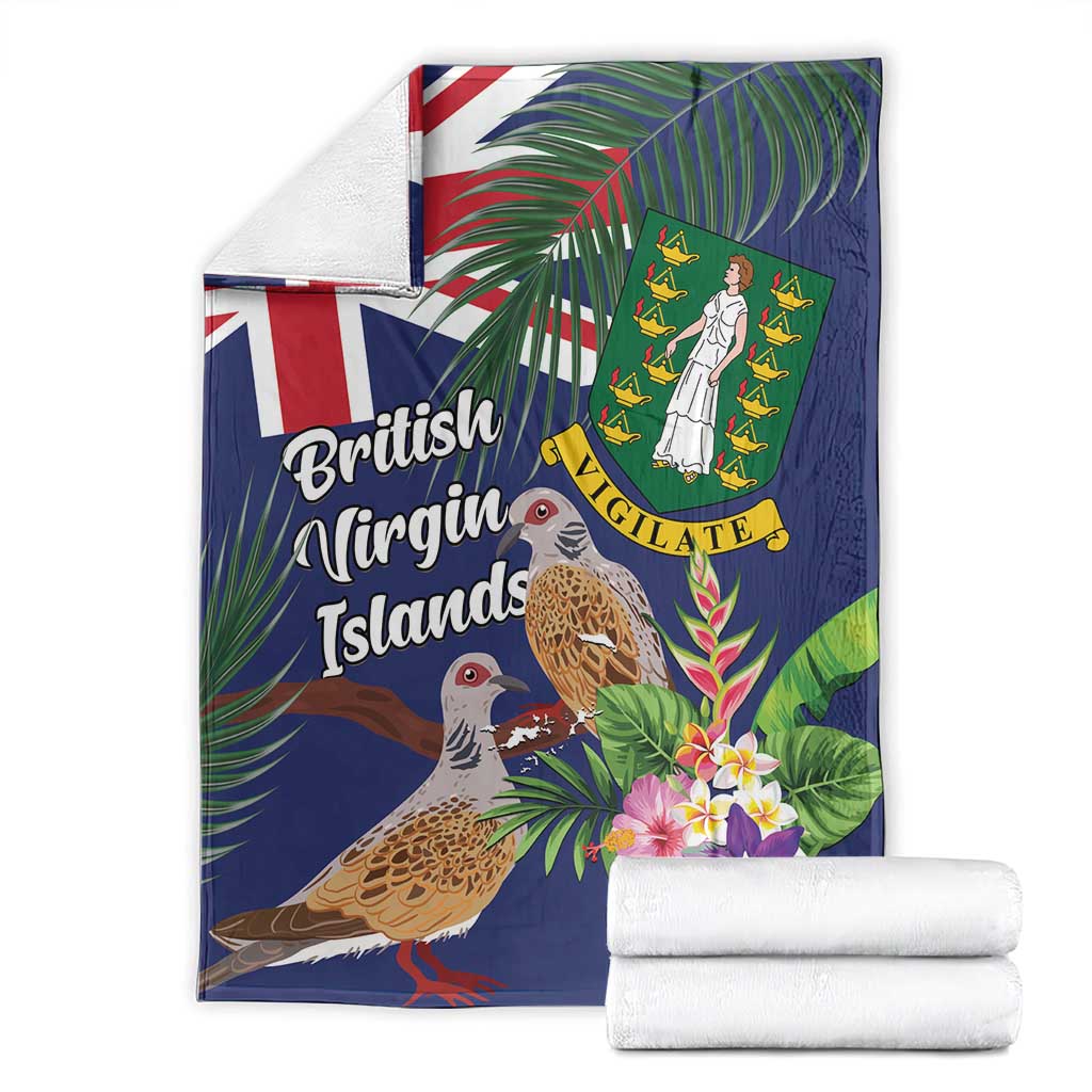 British Virgin Islands Blanket Two Turtle Doves Tropical Flowers