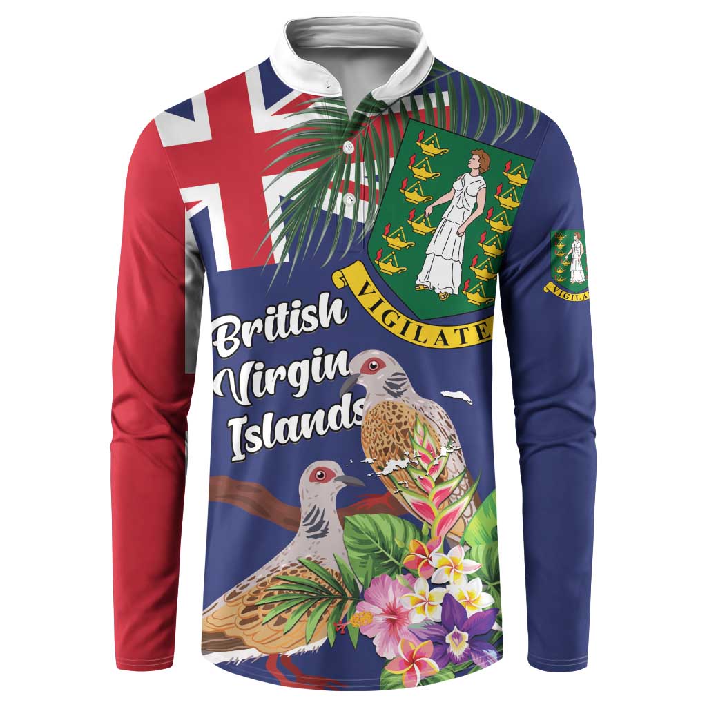Personalised British Virgin Islands Button Sweatshirt Two Turtle Doves Tropical Flowers