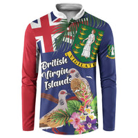 Personalised British Virgin Islands Button Sweatshirt Two Turtle Doves Tropical Flowers