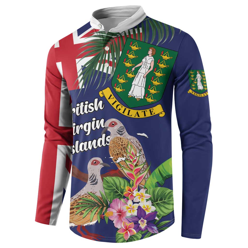 Personalised British Virgin Islands Button Sweatshirt Two Turtle Doves Tropical Flowers