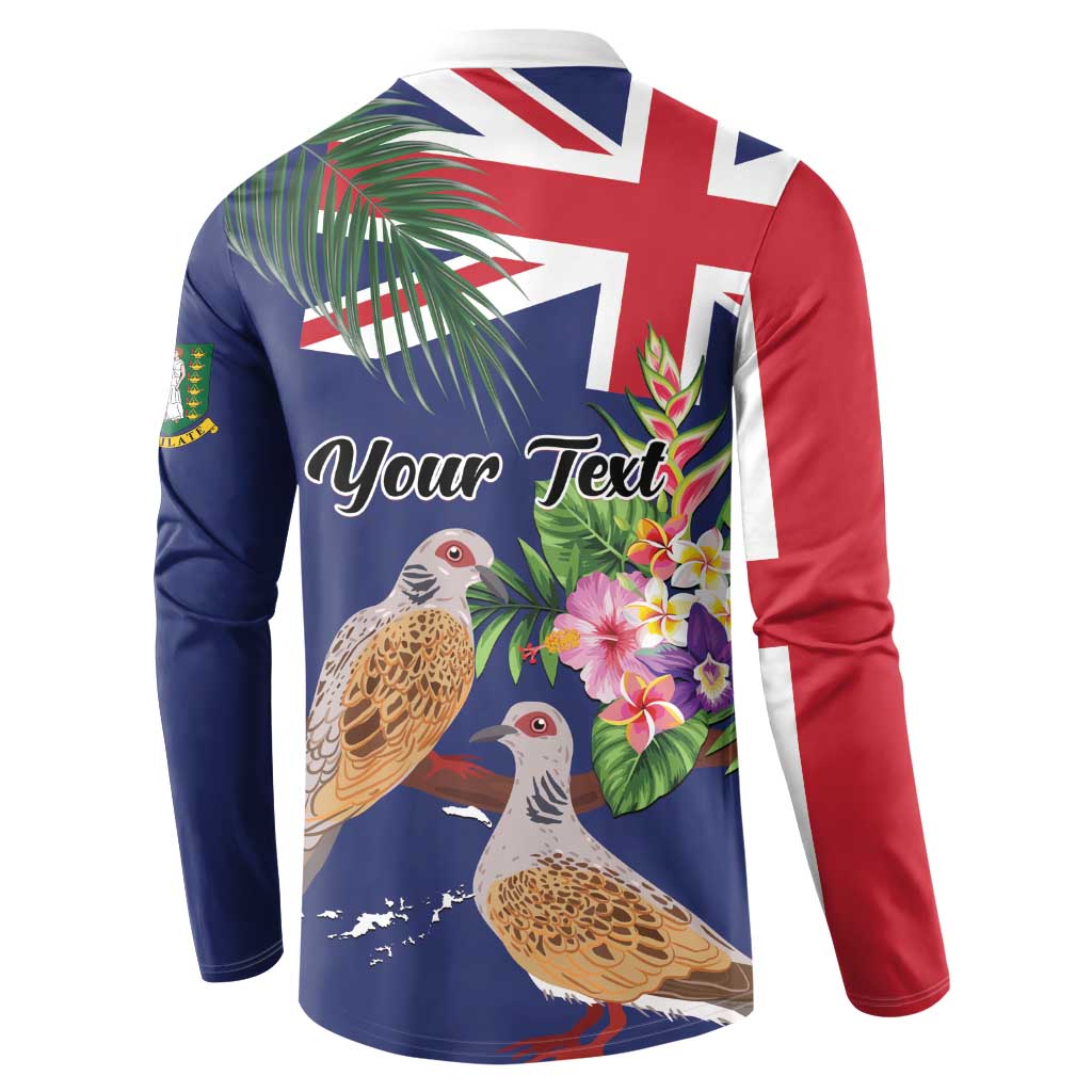 Personalised British Virgin Islands Button Sweatshirt Two Turtle Doves Tropical Flowers